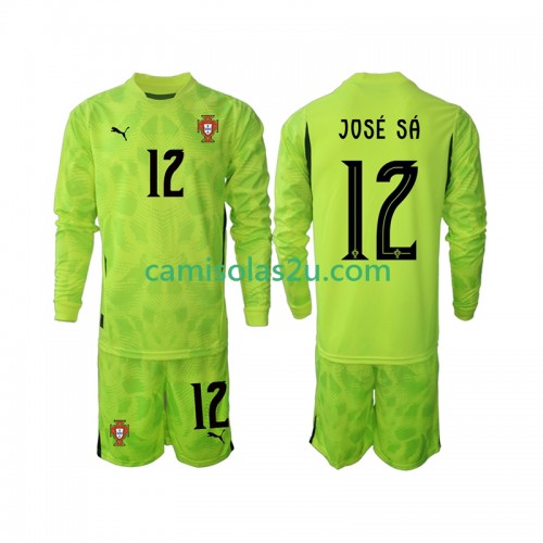 Camisolas de futebol Portugal Jose Sa 12 Guarda Redes Criança Equipamento Principal 2025 Manga Comprida Camisolas de futebol Portugal Jose Sa 12 Guarda Redes Criança Equipamento Principal 2025 Manga Comprida